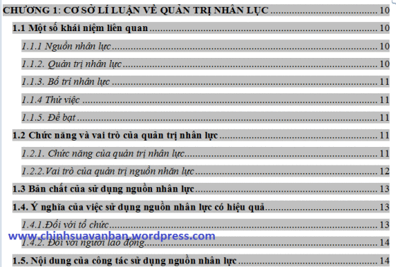 học word mục lục tự động