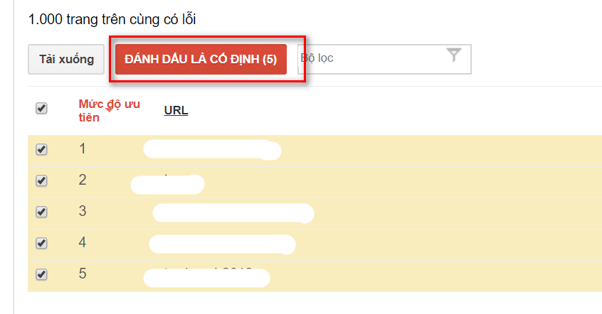 sửa link lỗi trong google web master tool