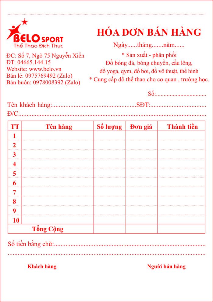 hóa đơn bán hàng - học soạn thảo văn bản