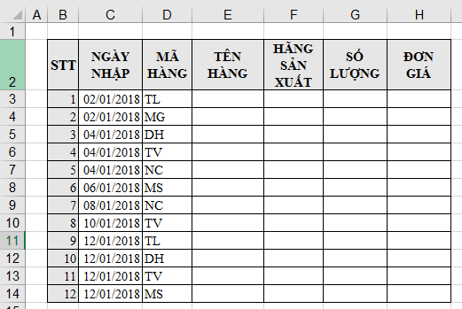 ví dụ sử dụng hàm vlookup