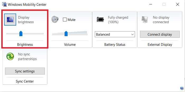 Điều chỉnh độ sáng ở mục Display brightness