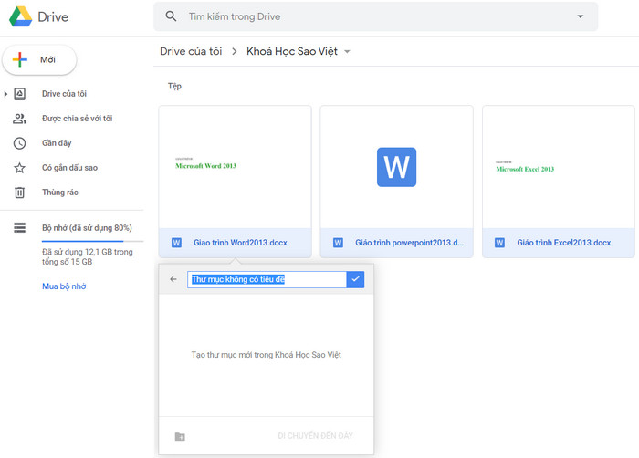 di chuyển tệp google drive
