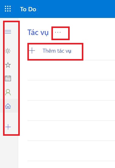 các menu của microsoft to do