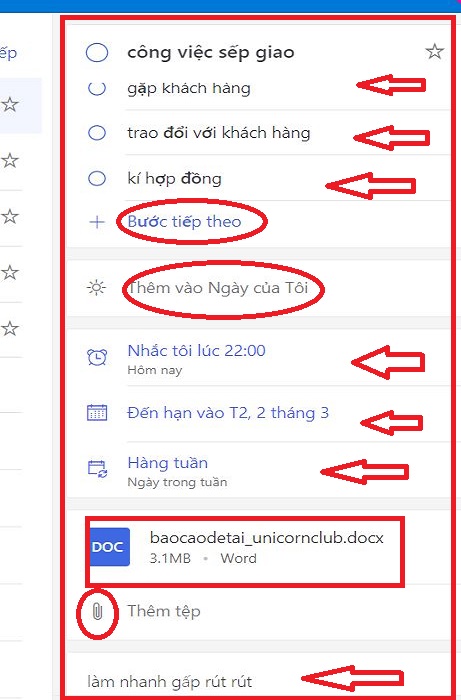 chỉnh sửa nội dung của 1 tác vụ
