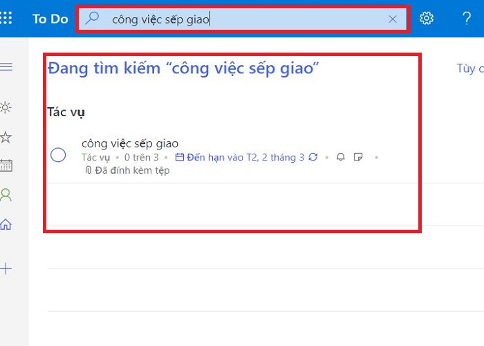 tìm kiếm tác vụ trong list