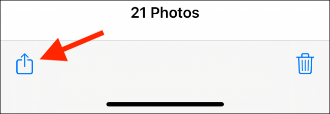 Nhấn vào nút Share trong ứng dụng Photos