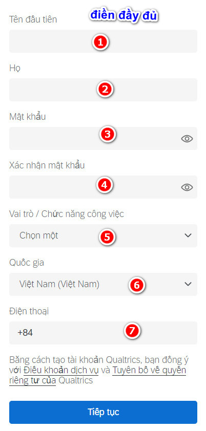 điền thông tin cá nhân