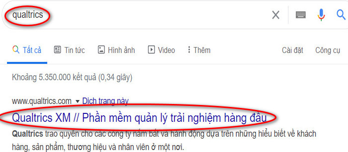 tìm kiếm qualtrics bằng Chrome