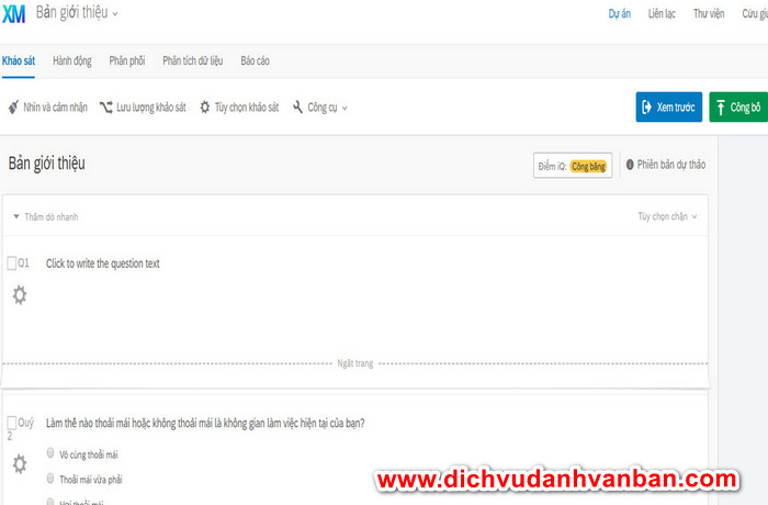 vùng edit câu hỏi