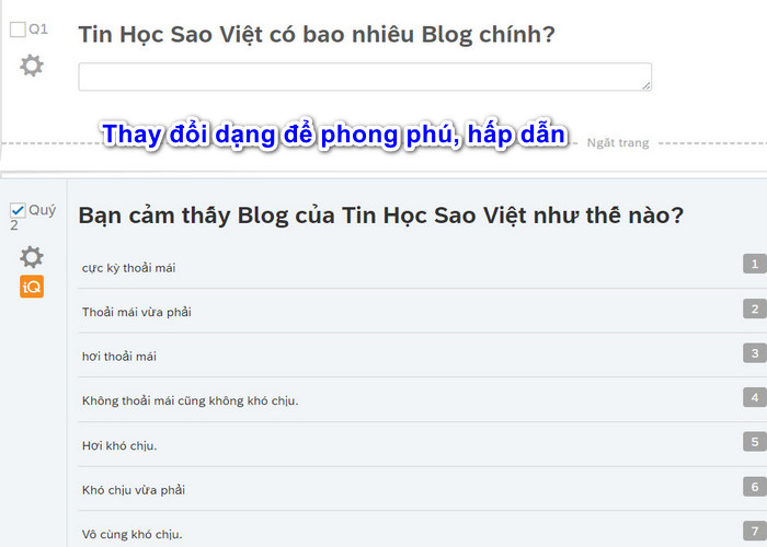 sửa đổi hình thức trả lời