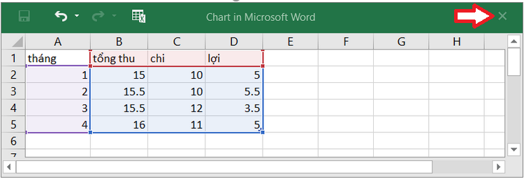 tắt bản tính ve biểu đồ trong word