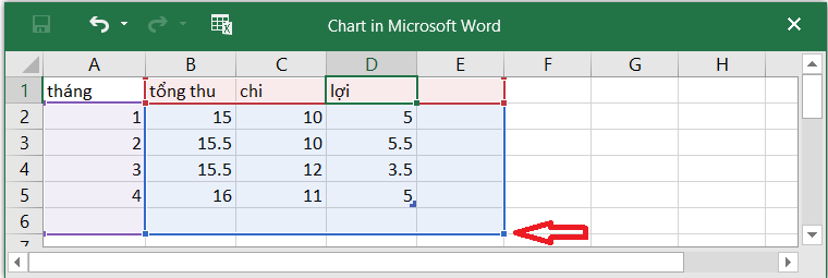 thêm ô trong bản vẽ biểu đồ trong word