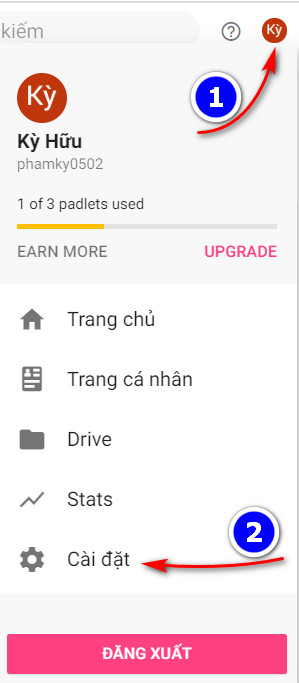 đổi ngôn ngữ trong padlet