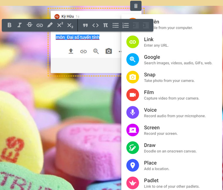 bài đăng trong padlet
