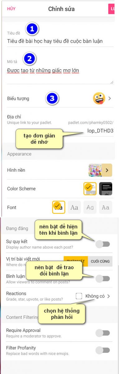 cài đặt định dạng bài đăng