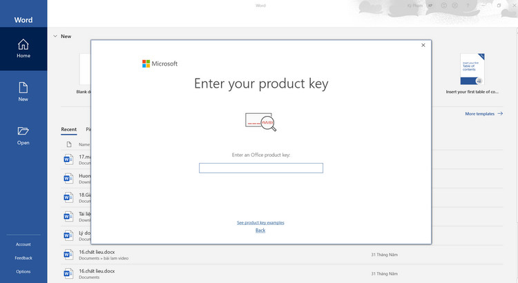cài đặt xong office 365