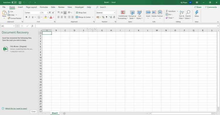 giao diện của excel