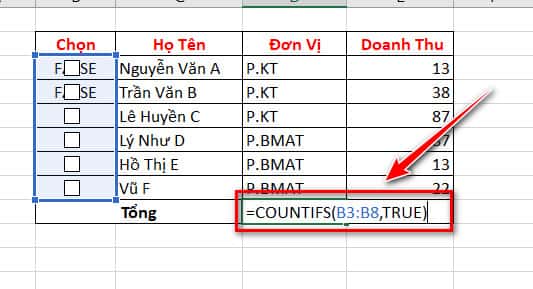 hàm tính tổng số lượng theo điều kiện