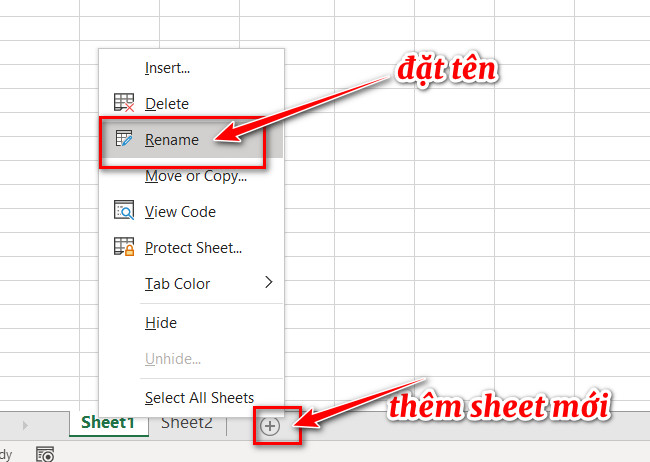 thêm sheet
