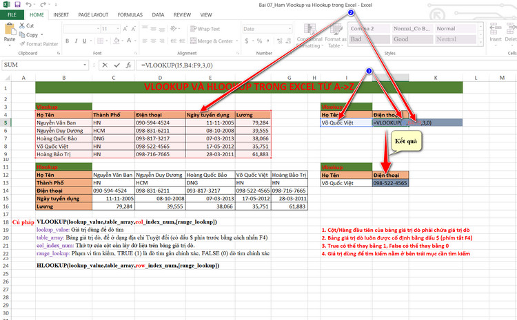hàm vlookup kết quả
