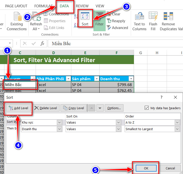 sort nhiều cập