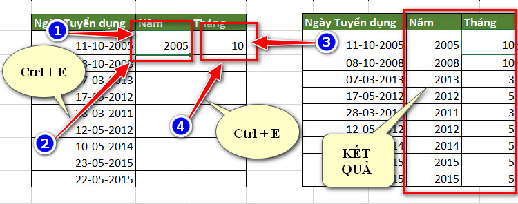 tách tháng và năm ra riêng biệt