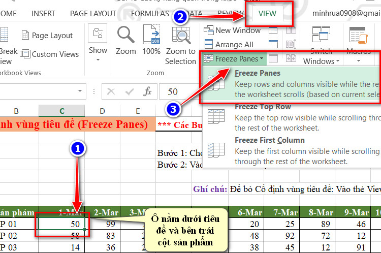 cố định hai cột
