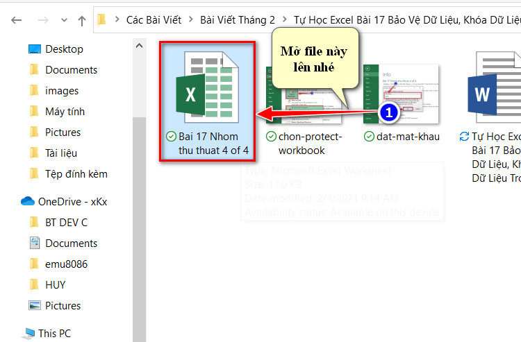 mở file excel