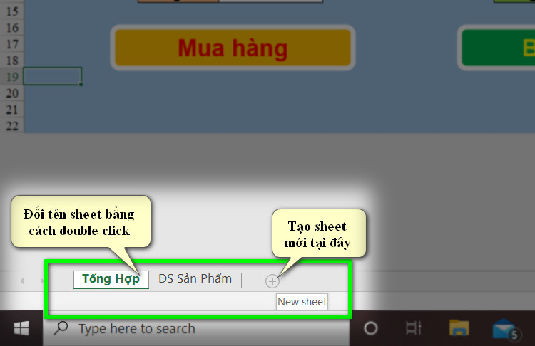 đặt tên cho sheet