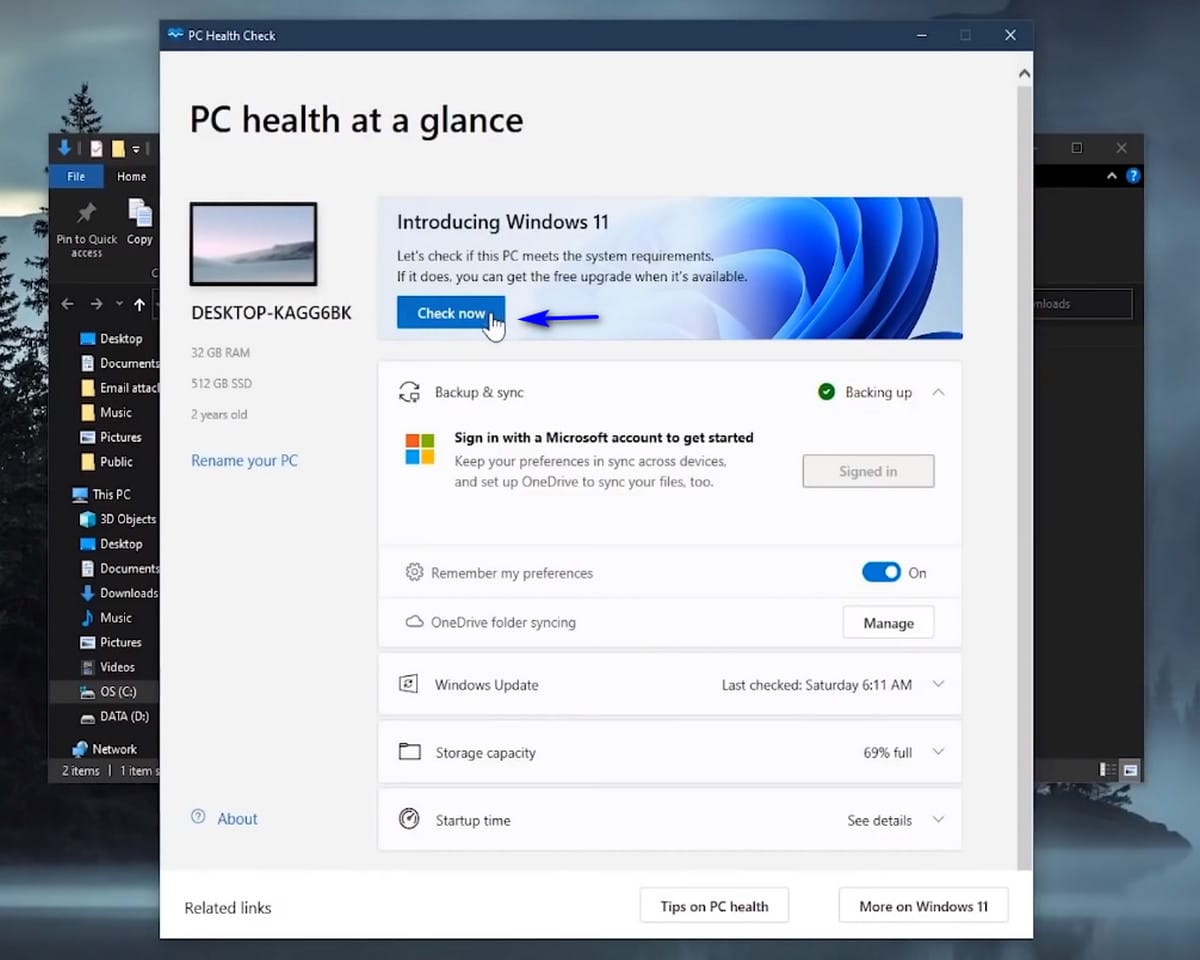 Kiểm tra máy tính có cài được Windows 11 không.