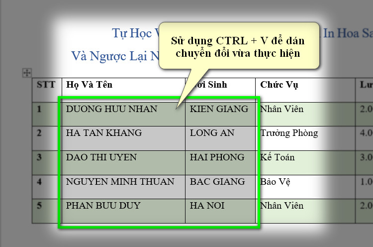 dán các chuyển đổi