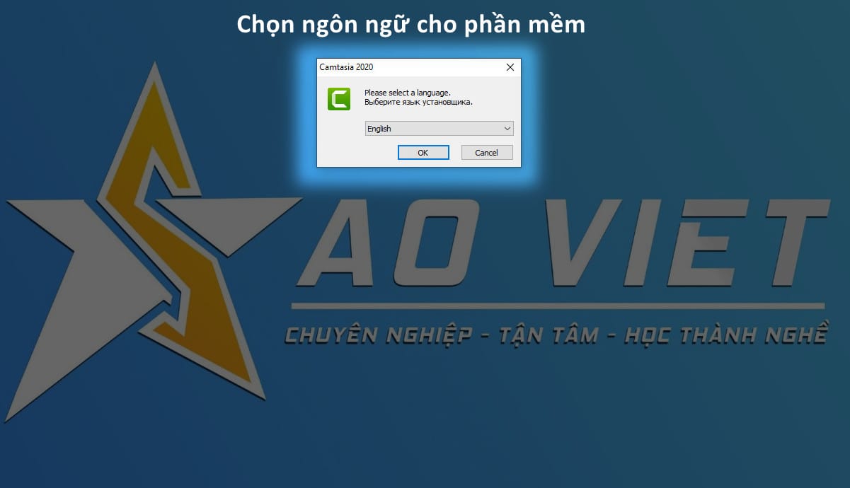Chọn ngôn ngữ cho phần mềm Camtasia