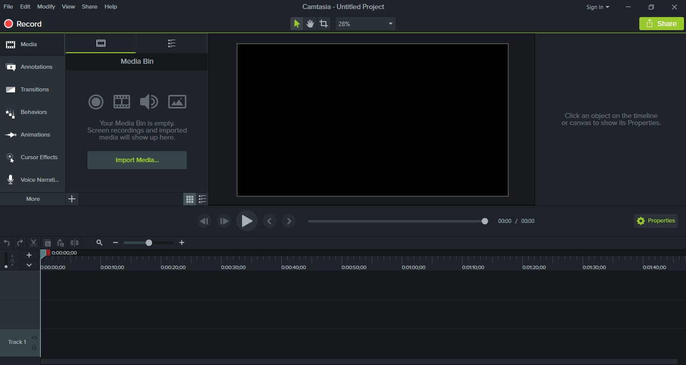 Giao diện Camtasia 2020