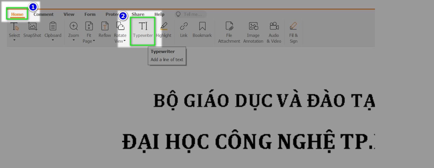 bước 1 chọn typewrite