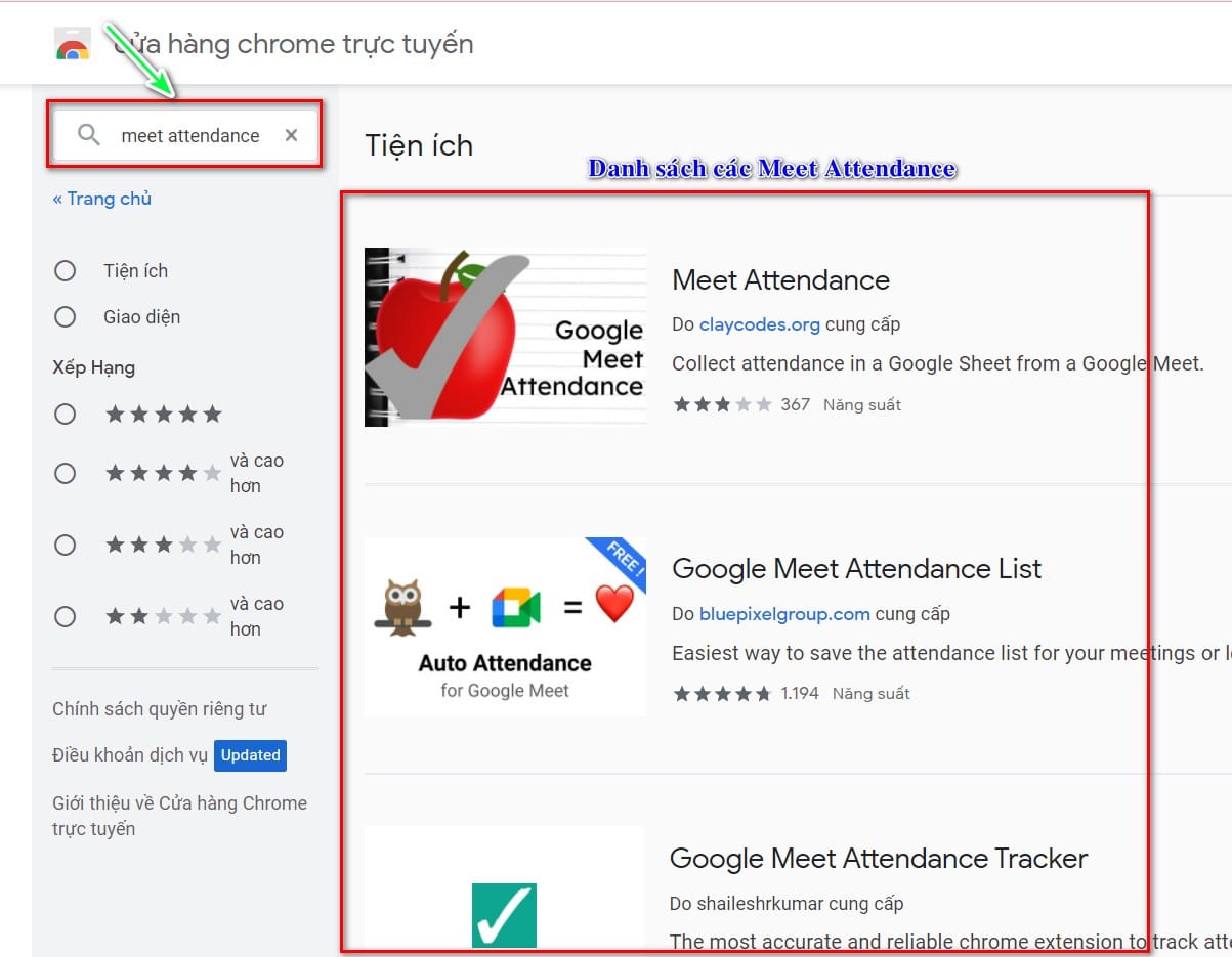 trong cửa hàng chrome gõ từ khóa