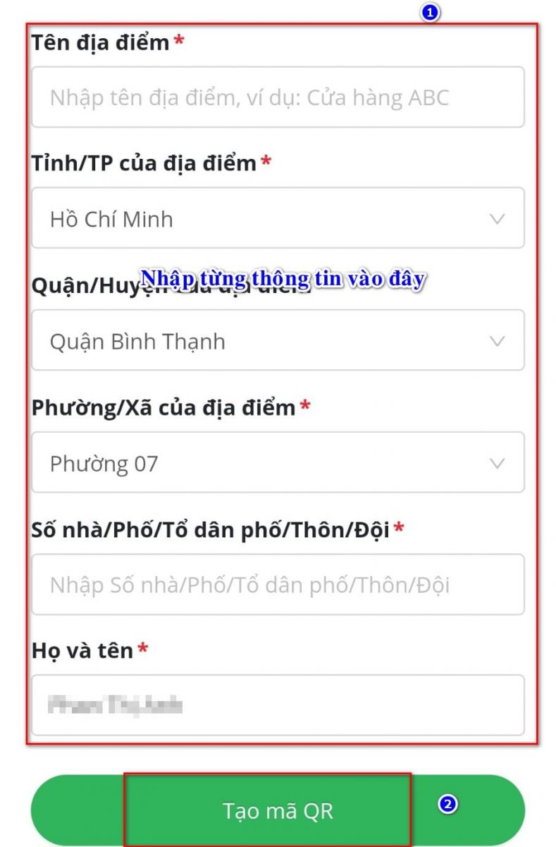 hình ảnh cập nhật thông tin