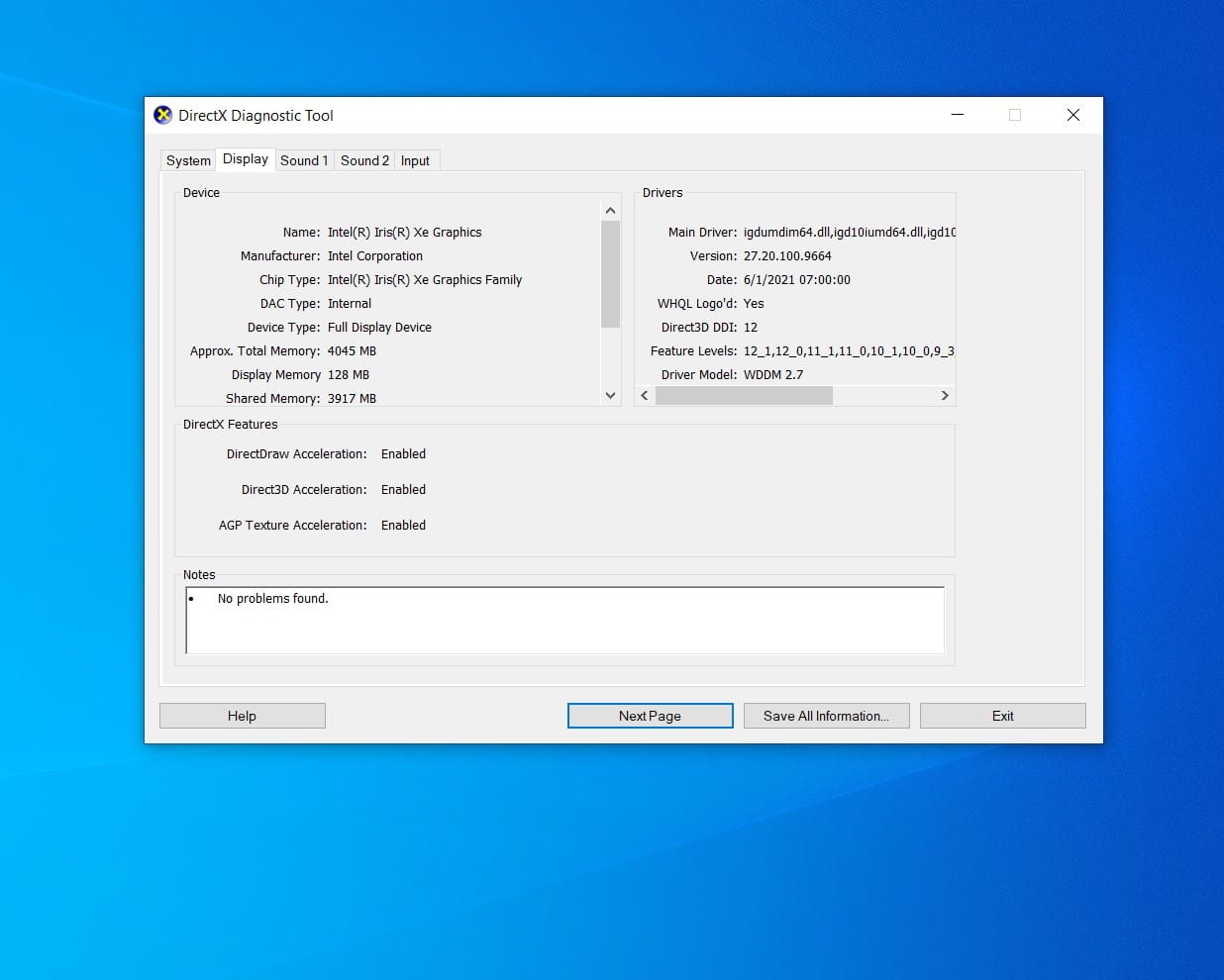 giao diện bằng directX-Diagnostic
