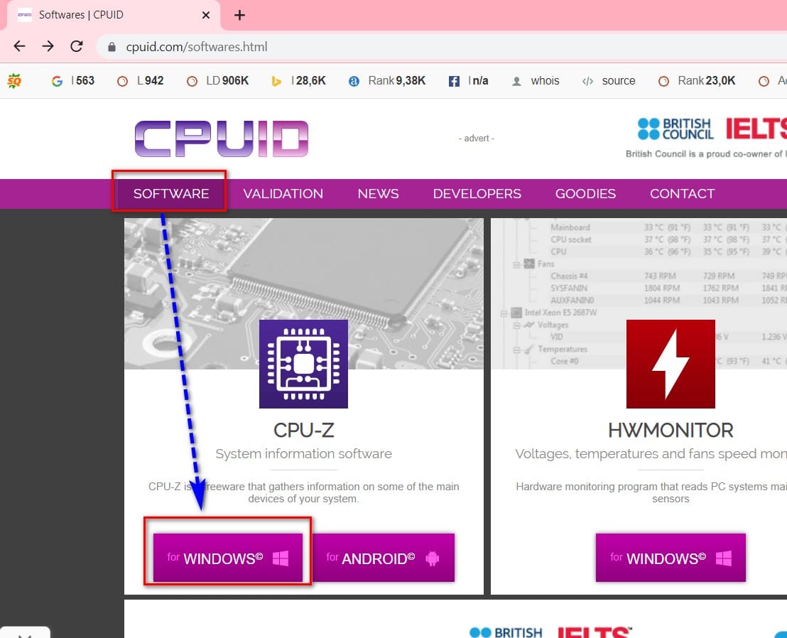 hình ảnh truy cập vào cpuid