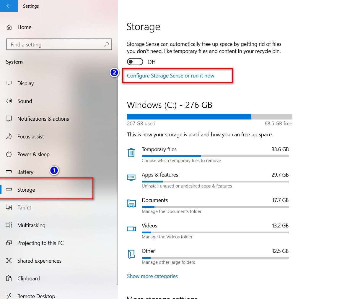 hình ảnh chọn configure storange