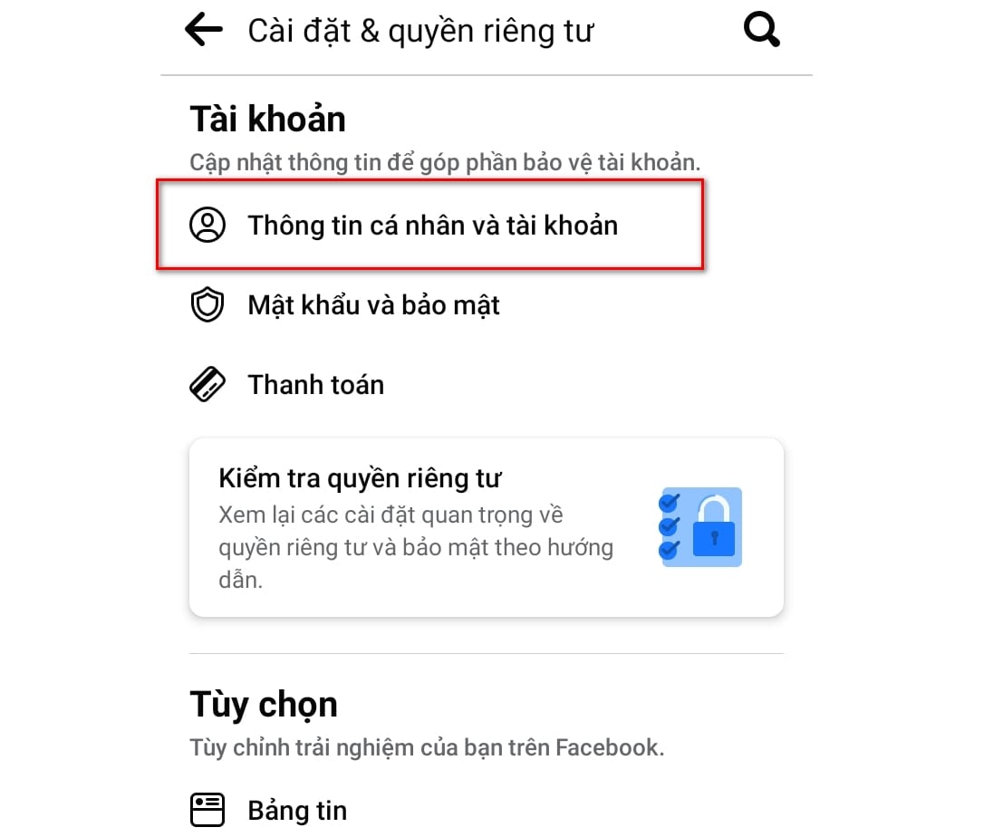 hình ảnh chọn thông tin cá nhân