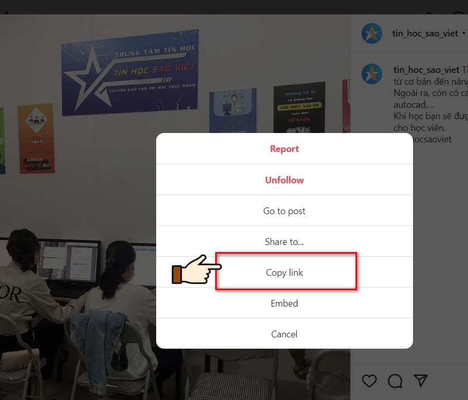 hình ảnh chọn sao chép liên kết