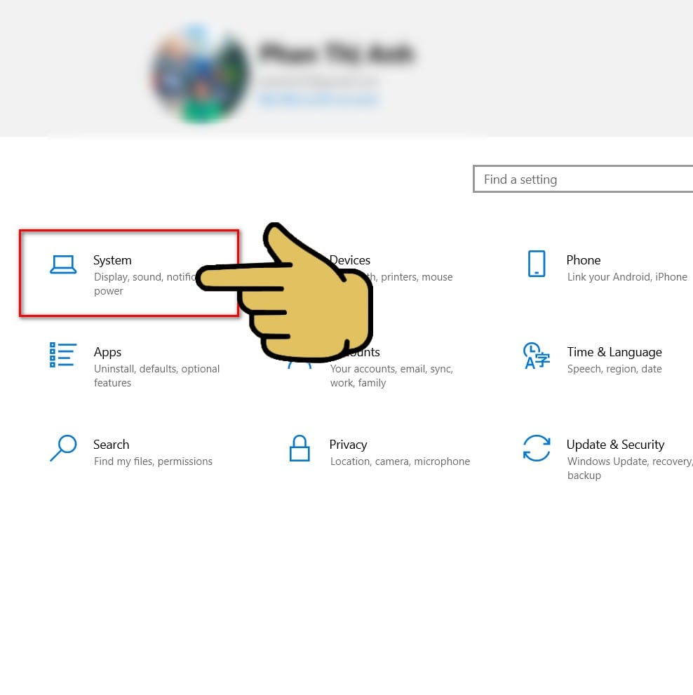 hình ảnh chọn mục system