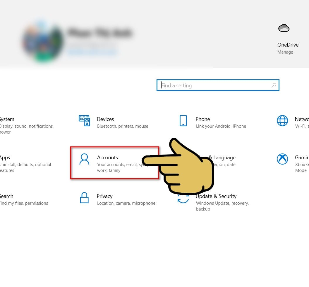 hình ảnh chọn mục account