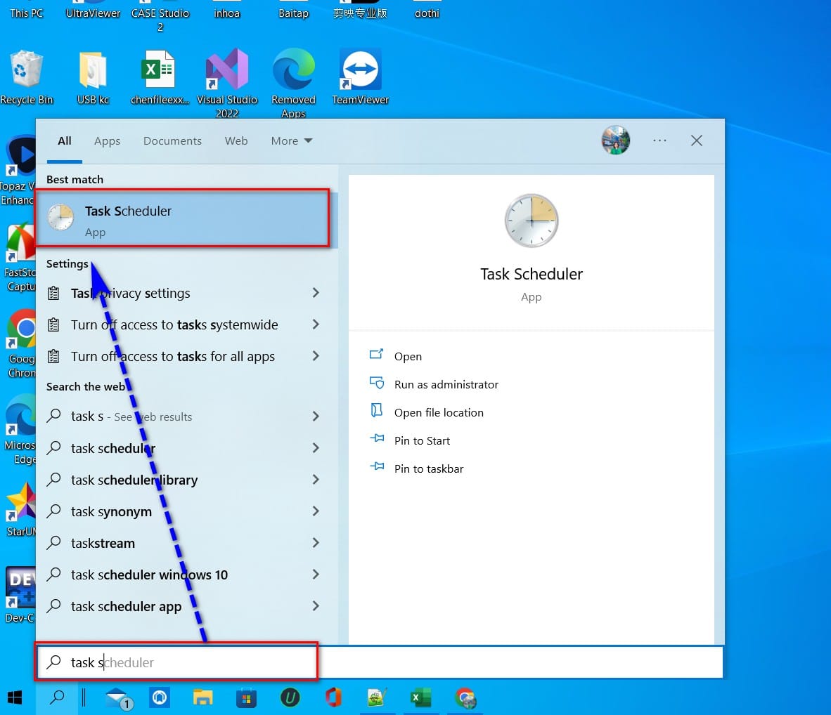 hình ảnh gõ task scheduler