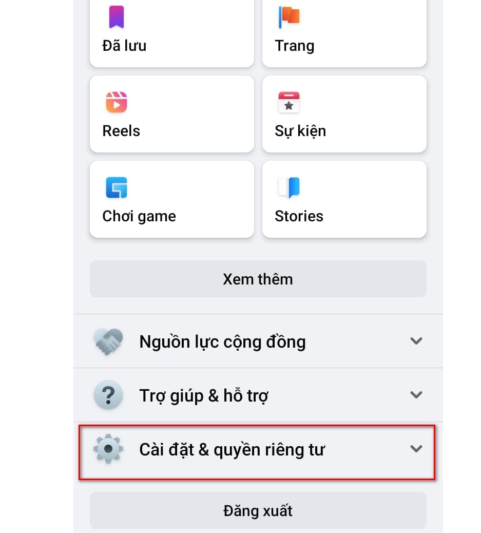 hình ảnh chọn cài đặt riêng tưu