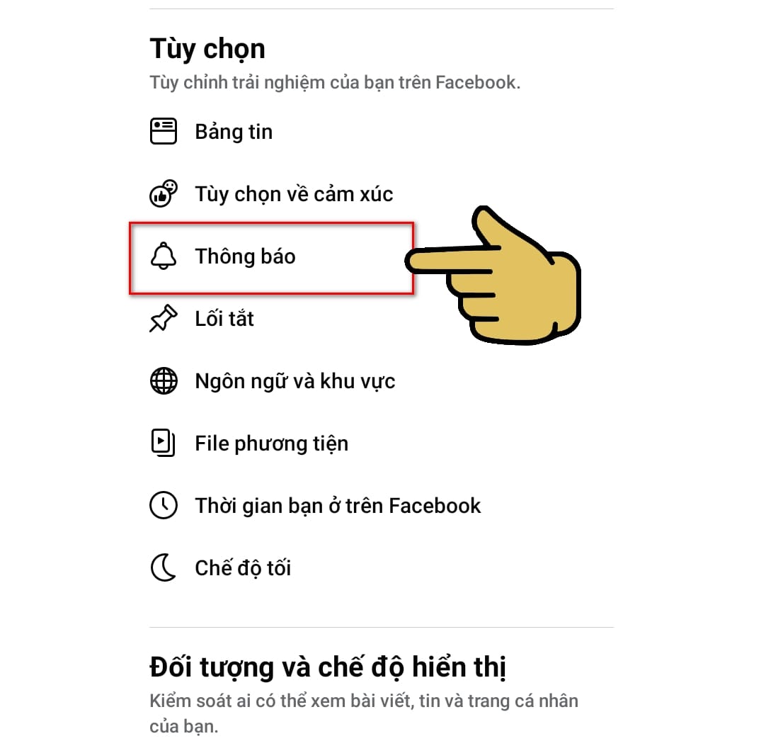 hình chọn mục thông báo