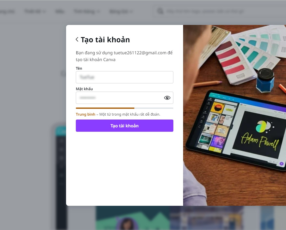 hình nhập tên mật khẩu