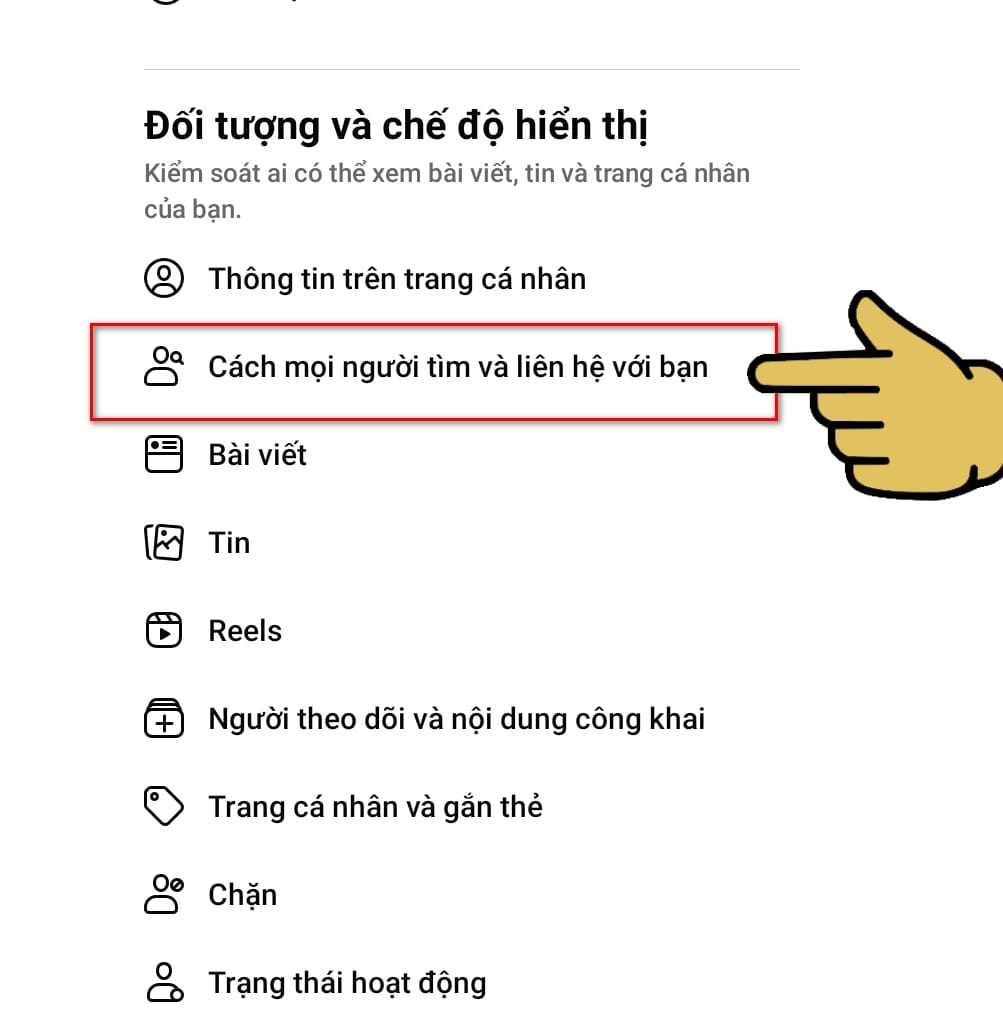 hình chọn cách mọi người liên hệ với bạn