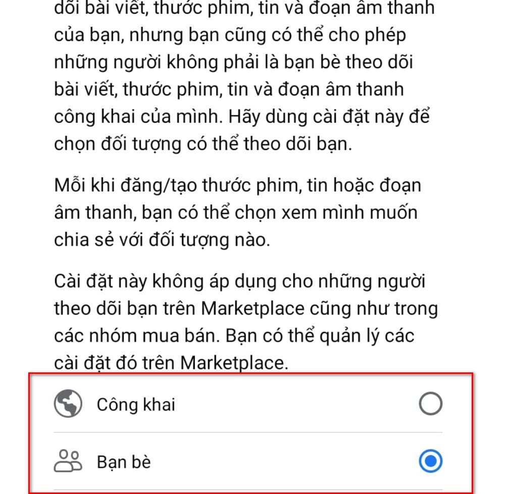 hình chọn quyền bạn bè
