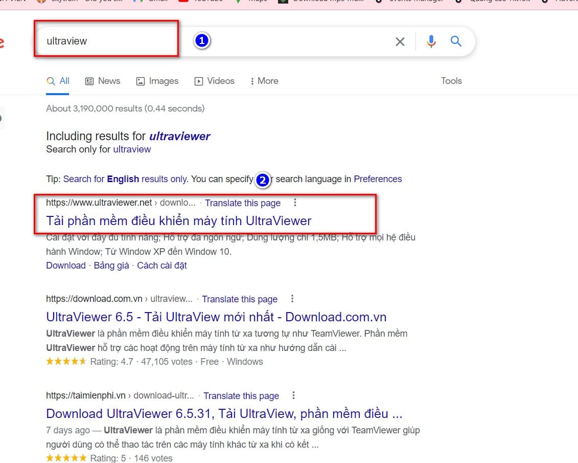 hình chọn trang web ultraviewer